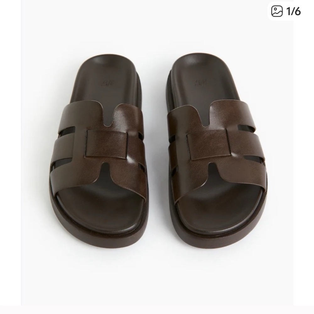H&M Brown Slide Sandals